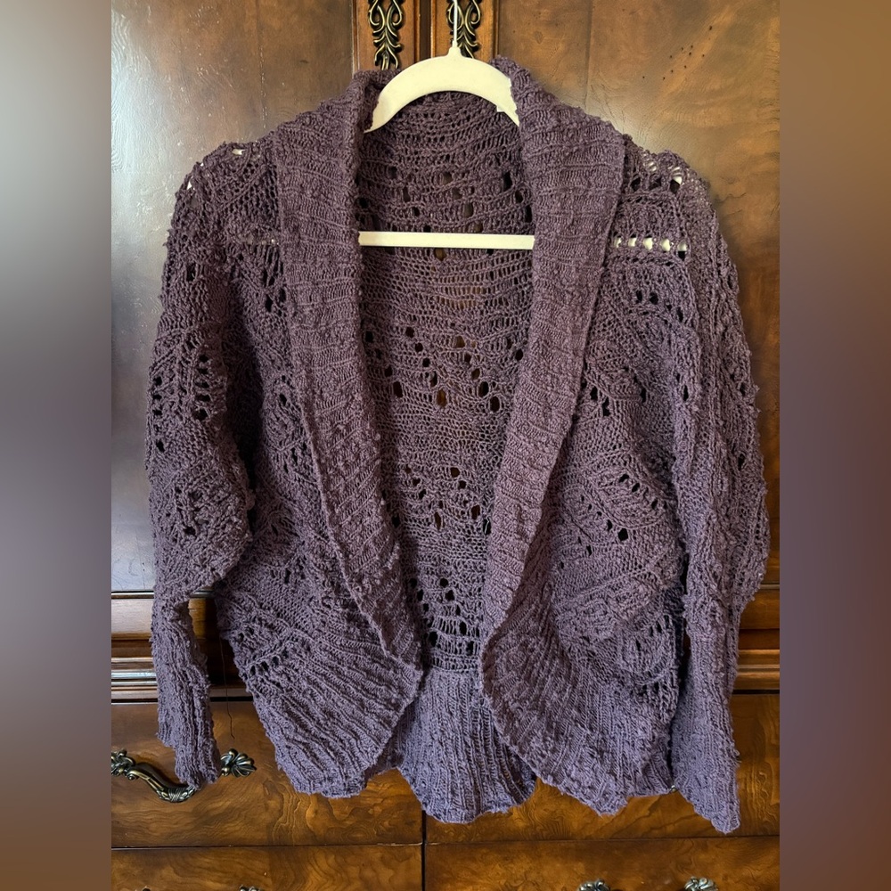 Moth Deep Purple Open Knit Cardigan